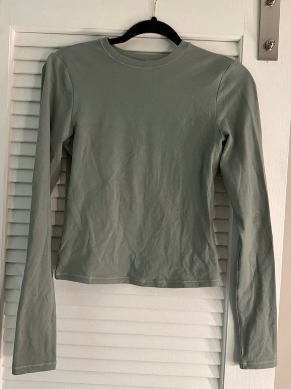SKIMS Long Sleeve Crewneck Top - Sage Green